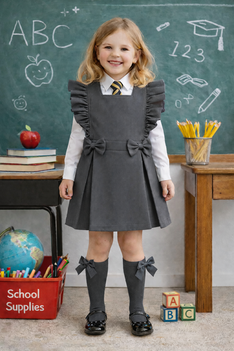 Love & Learn Love & Learn BTS26 Ruffle Pinafore - Grey