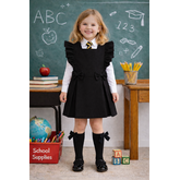 Love & Learn Love & Learn BTS26 Ruffle Pinafore - Black