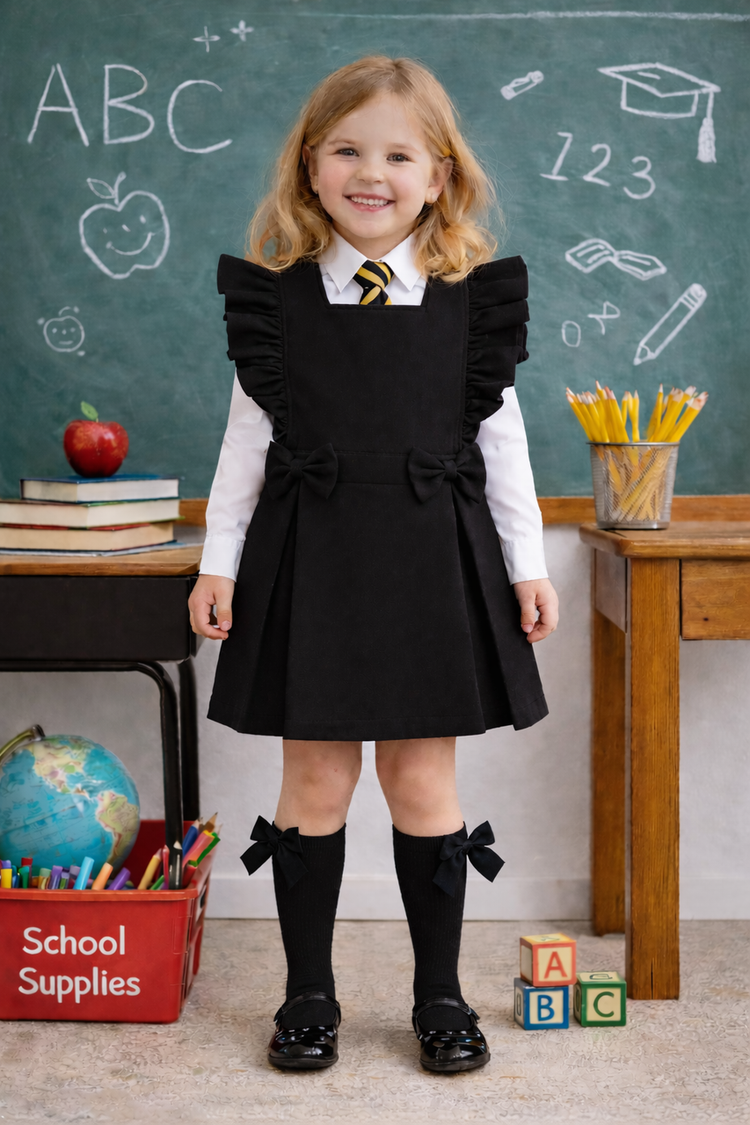 Love & Learn Love & Learn BTS26 Ruffle Pinafore - Black