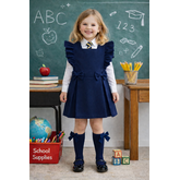 Love & Learn Love & Learn BTS26 Ruffle Pinafore - Navy