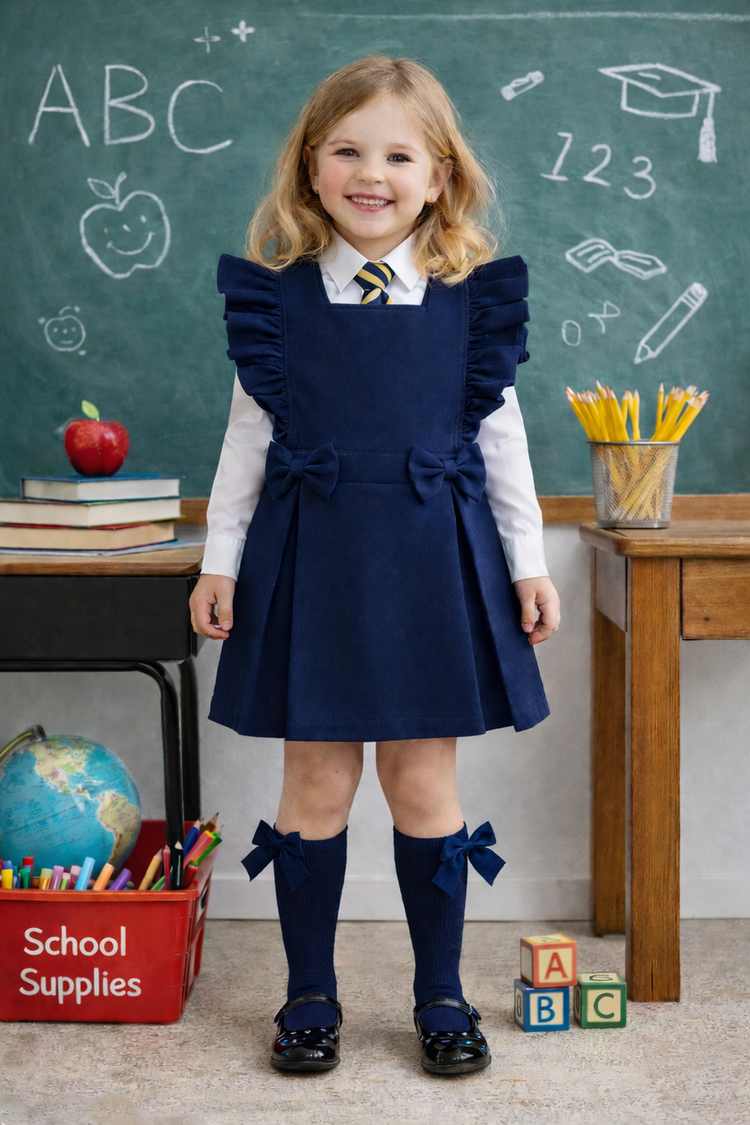 Love & Learn Love & Learn BTS26 Ruffle Pinafore - Navy