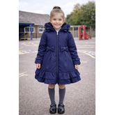 Love & Learn Love & Learn BTS26 Ruffle Coat - Navy
