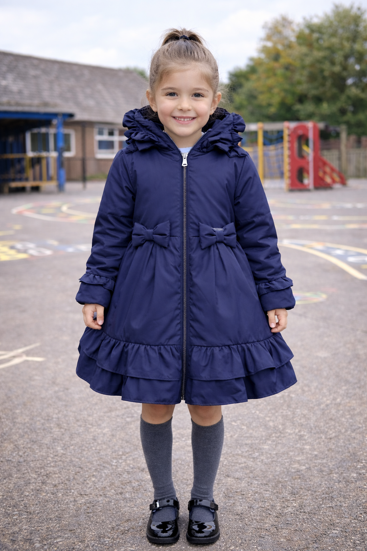 Love & Learn Love & Learn BTS26 Ruffle Coat - Navy