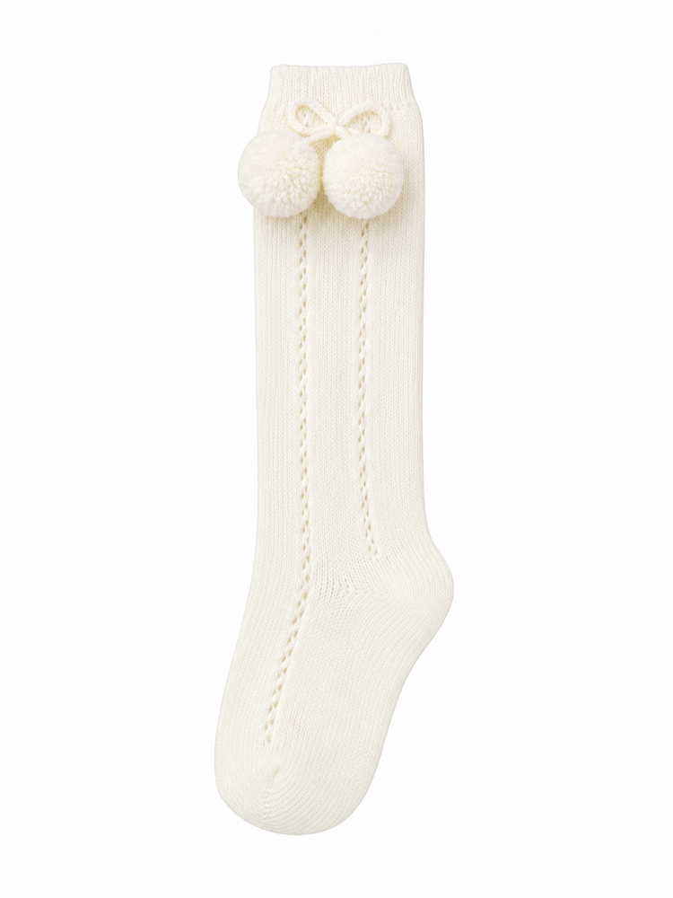 JC Socks JC Fine Knit Pom Pom Knee High Sock - 31960