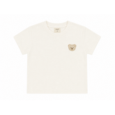 Little Lads & Ladies Little Lads White Crew Neck T shirt with bear logo