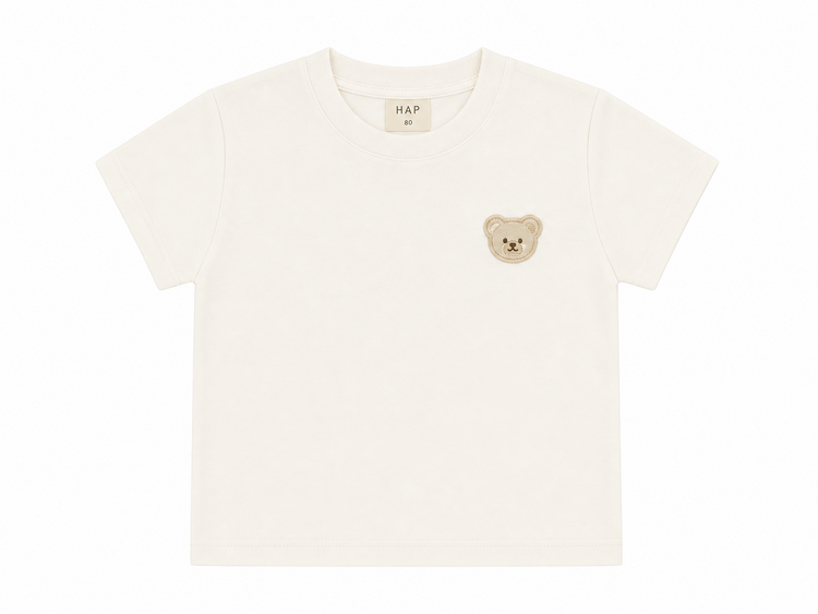 Little Lads & Ladies Little Lads White Crew Neck T shirt with bear logo
