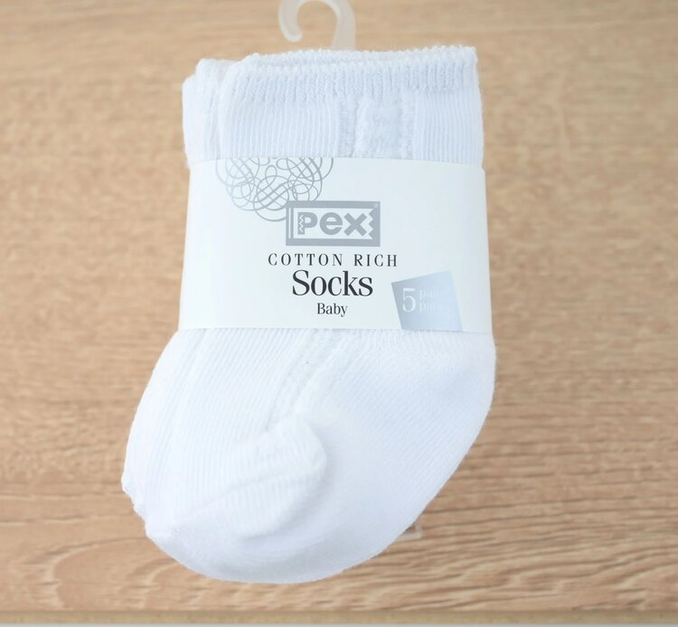 Pex 5pk Socks - White