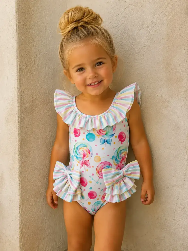 DOT DOT  Stripe & Lollipop Swimsuit SS26