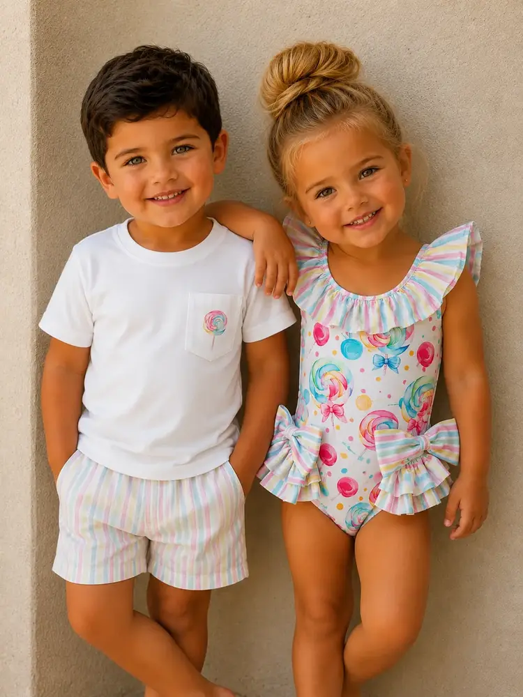 DOT DOT  Stripe & Lollipop Swimsuit SS26