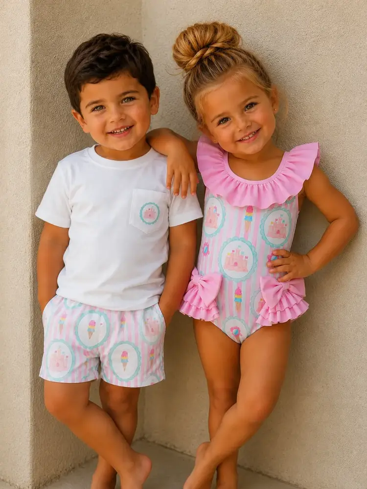 DOT DOT Ice Cream & Castle Swim Short Set SS26