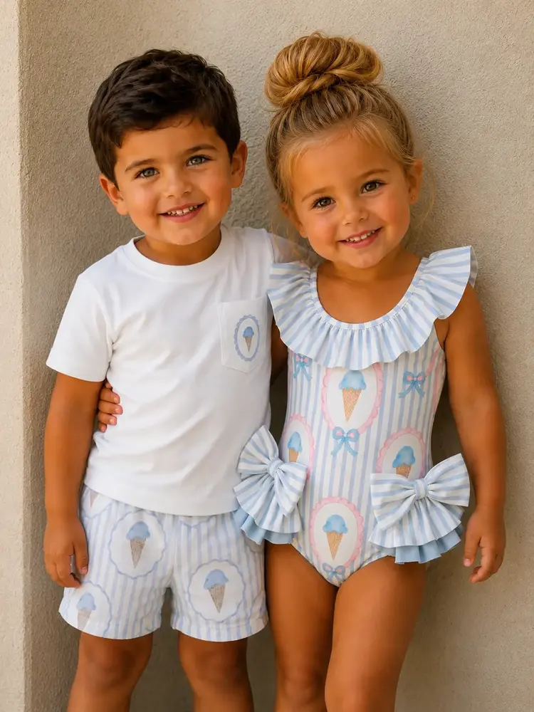 DOT Ice Cream & Stripe Swimsuit SS26