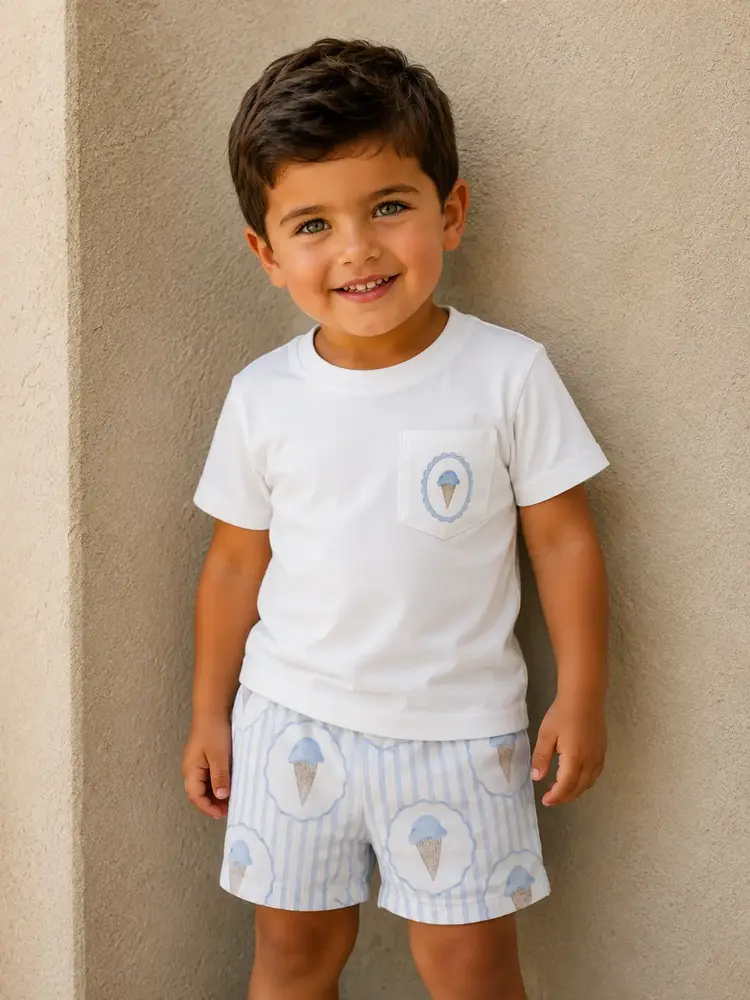 DOT DOT Ice Cream & Stripe Swim Short Set SS26