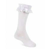 JC Socks JC Socks 56300 White Lace Frill Sock With Bow
