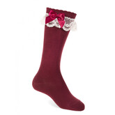 JC Socks JC 56300 Red Lace Frill Sock With Bow