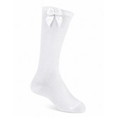JC Socks White Knee High Socks with Bow 55000