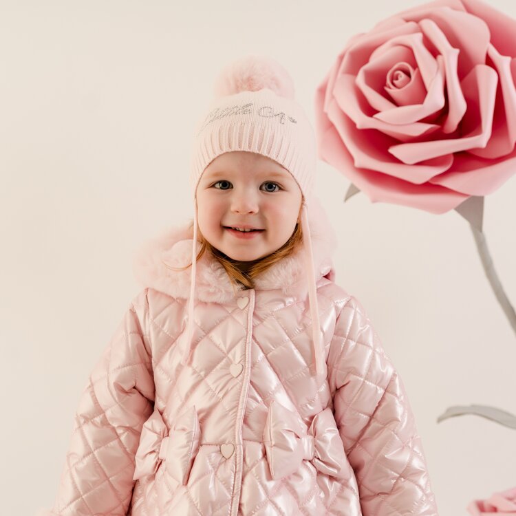 Little A Little A AW26 Diamond Knitted Pom Pom Hat