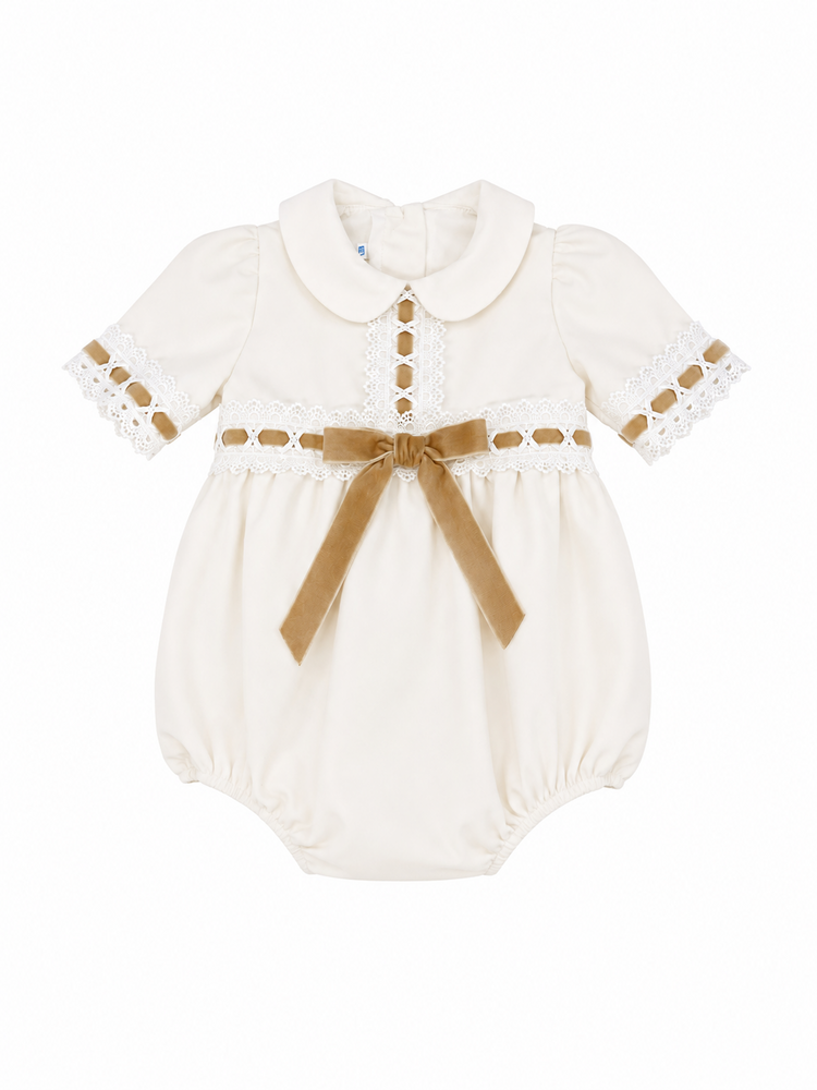 Be Chic Be Chic AW26 Lace Trim  Velvet Romper - 827R