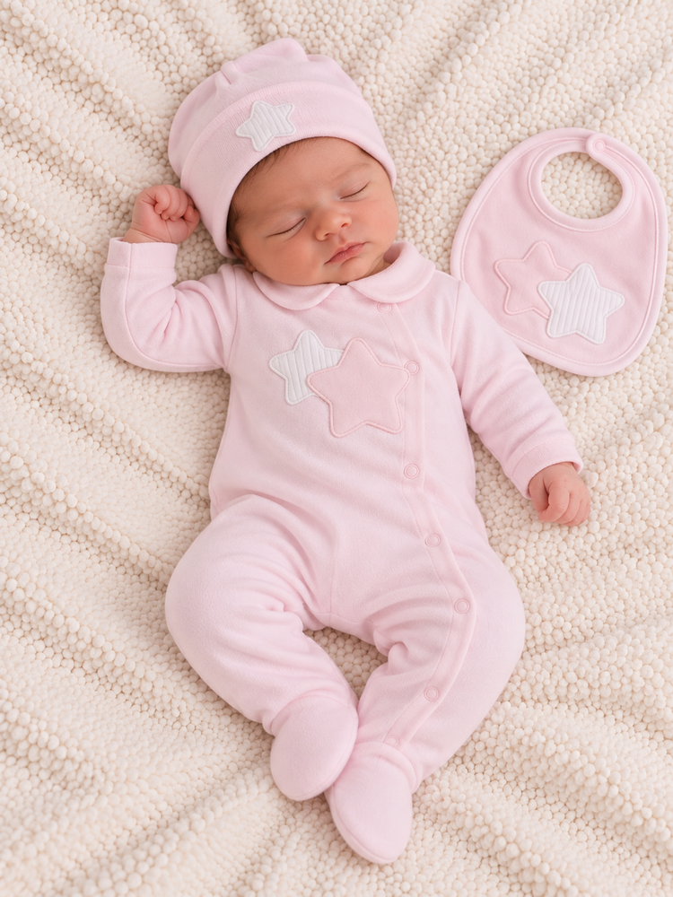 Little Lads & Ladies Little Lads & Ladies Double Star Pink Baby Set - LL01
