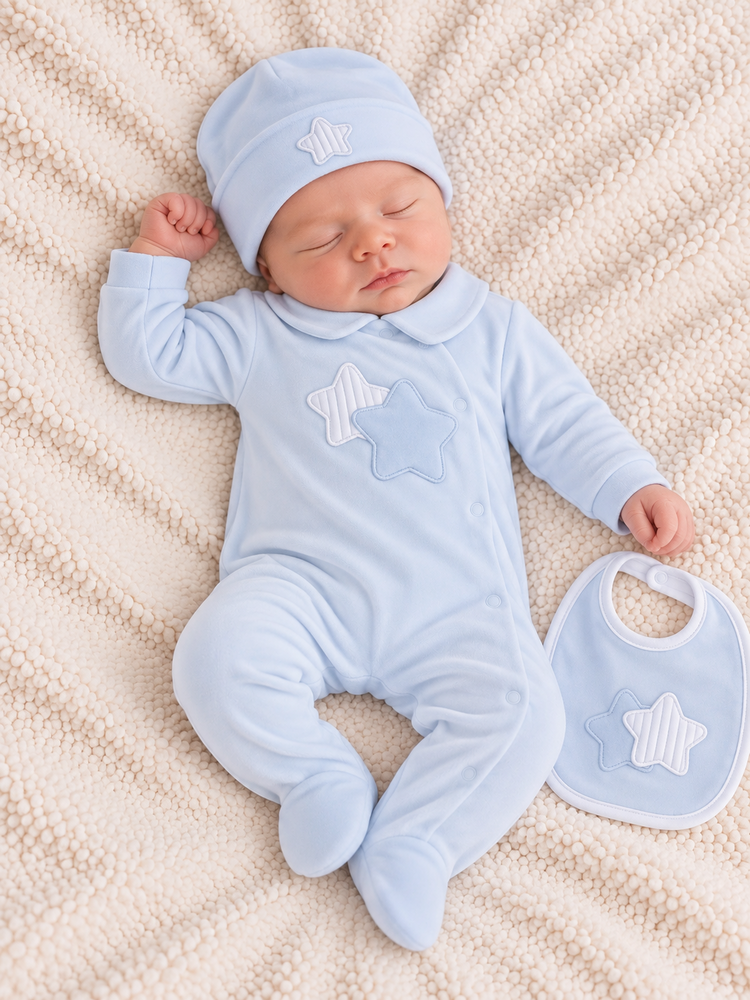 Little Lads & Ladies Little Lads & Ladies Double Star Blue Baby Set - LL01