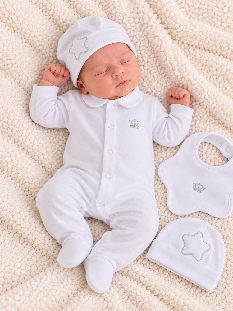 Little Lads & Ladies Little Lads & Ladies White Star Bottom Baby Set - LL02