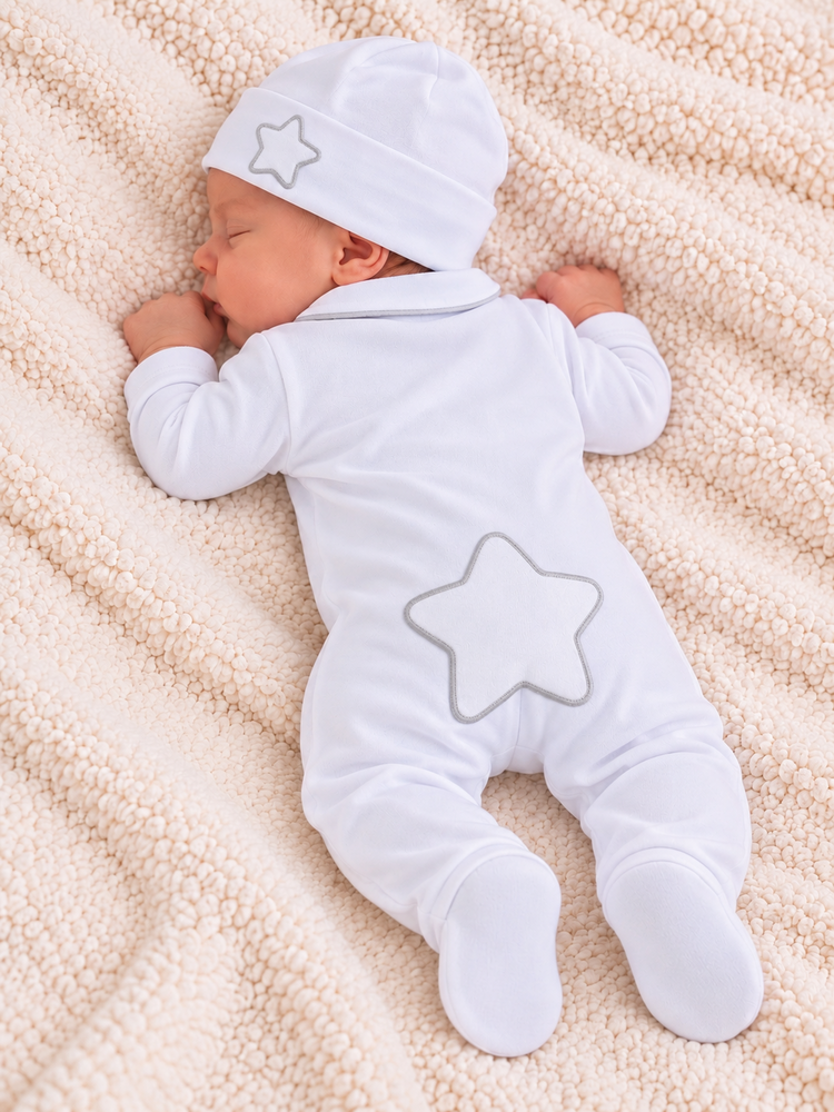 Little Lads & Ladies Little Lads & Ladies White Star Bottom Baby Set - LL02