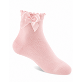 JC Socks JC Socks Pink Ankle Socks with Bow & Pearl 32634