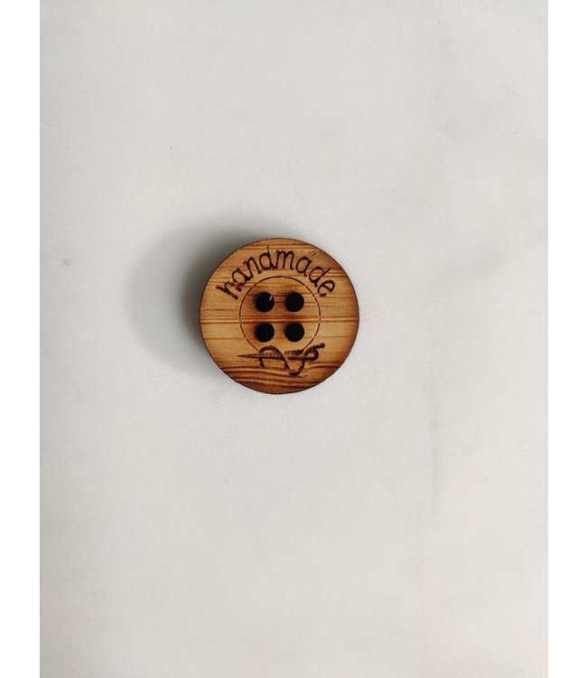 Label hout knoop - handmade 2 cm
