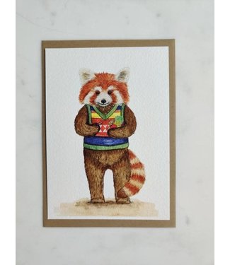 studio bereguod Studio Bereguod - kaartje met envelop A6 - Hakende rode panda