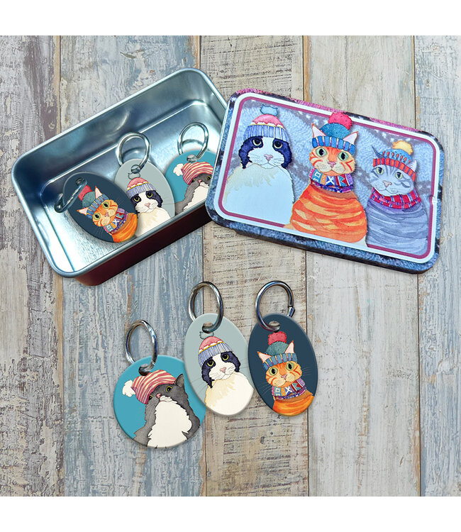 Emma Ball - Steekmarkeerders met ring - Katjes met muts