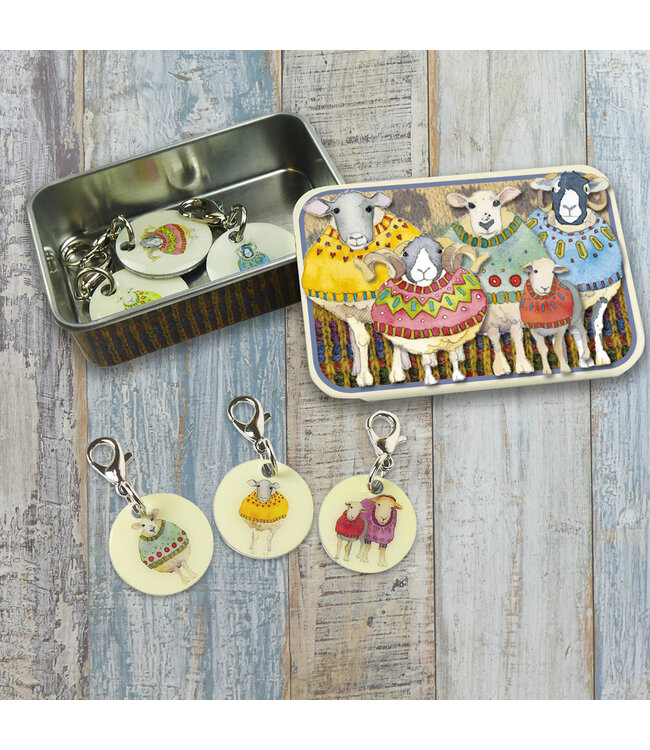 Emma Ball - Steekmarkeerders met karabijnsluiting - Schaapjes met trui