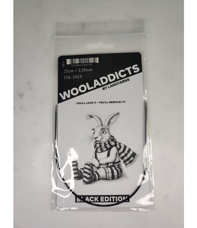 Wooladdicts Black Edition - Rondbreinaald sokken 25cm