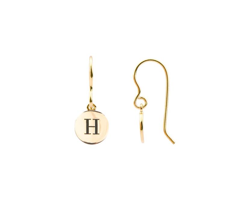 Character Goldplated Oorbel letter H