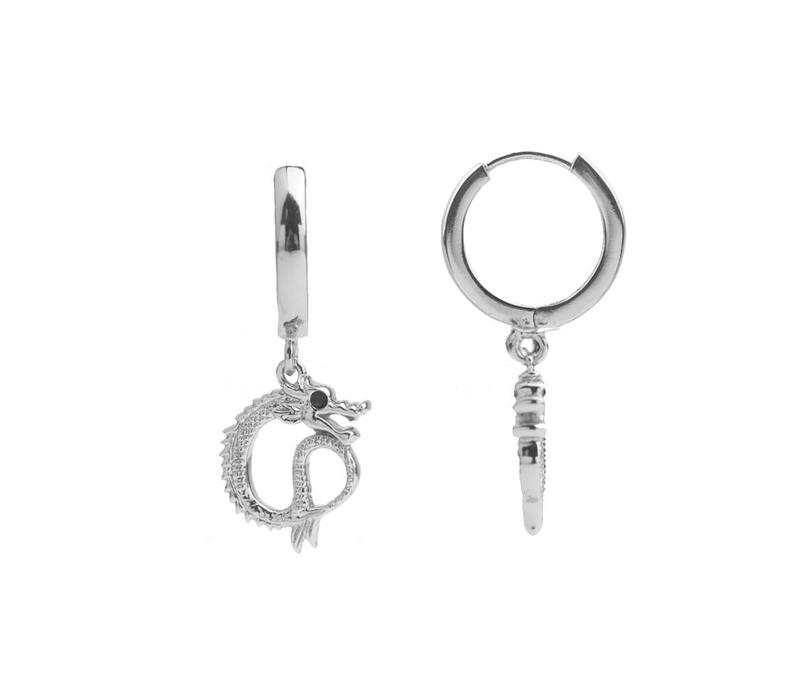 East Silverplated Earring Small Dragon