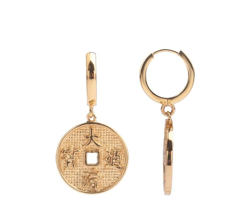 East Goldplated Earring Lucky Coin