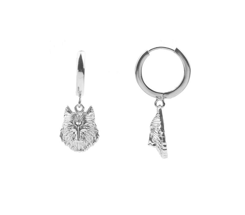 Souvenir Silverplated Earring Wolf