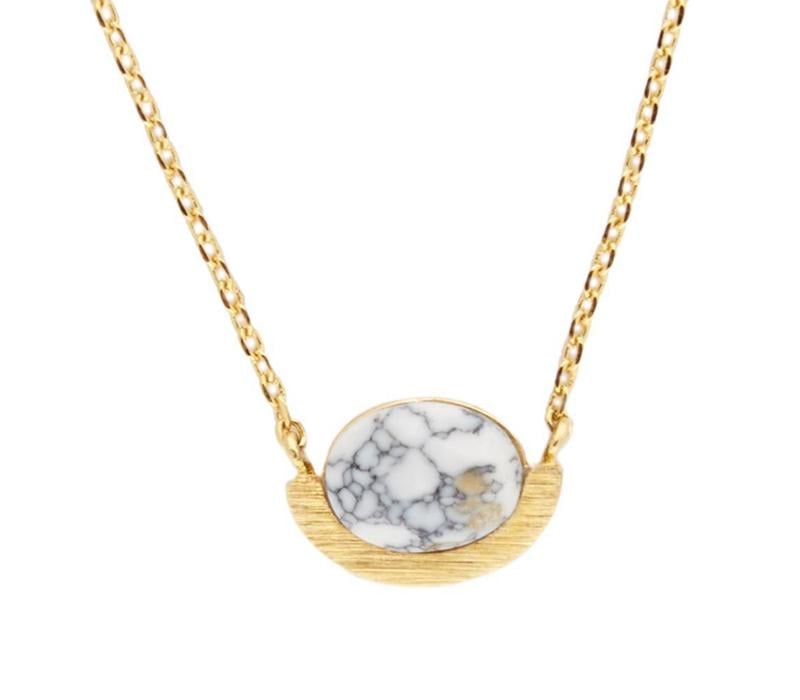 Galaxy Goldplated Necklace Moon A White Howlite