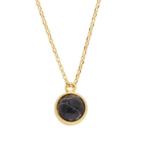 Galaxy Goldplated Ketting Globe Black Howlite 