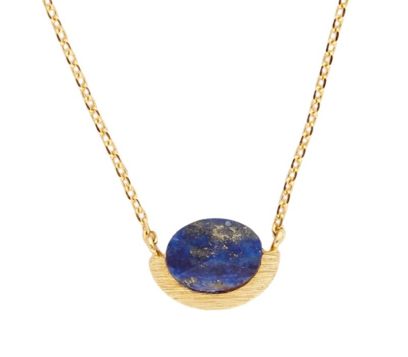 Galaxy Goldplated Necklace Moon A Blue Lapis Lazuli