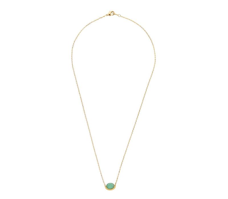 Galaxy Goldplated Ketting Moon A Green Chrysoprase