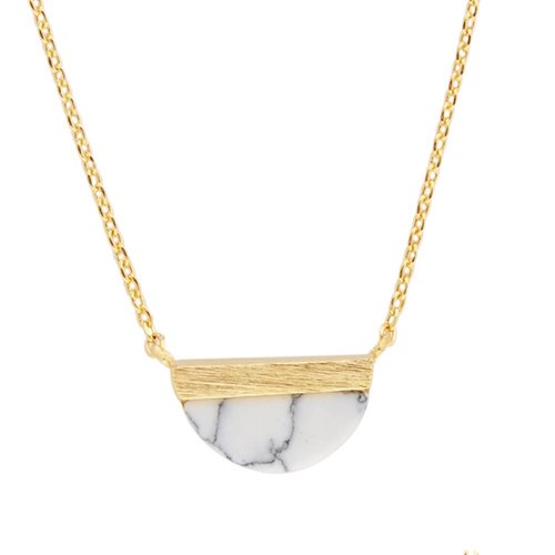 Galaxy Goldplated Ketting Moon B White Howlite 