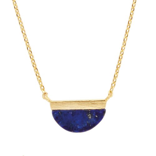 Galaxy Goldplated Ketting Moon B Blue Lapis Lazuli 