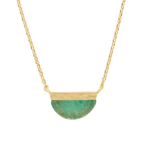 Galaxy Goldplated Ketting Moon B Green Chrysoprase 