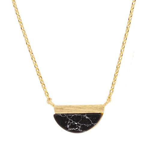 Galaxy Goldplated Ketting Moon B Black Howlite 