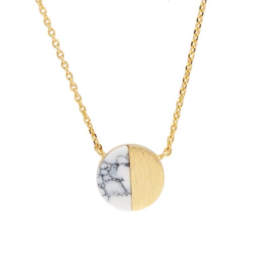 Galaxy Goldplated Necklace Moon C White Howlite 