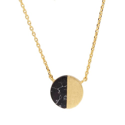 Galaxy Goldplated Ketting Moon C Black Howlite 