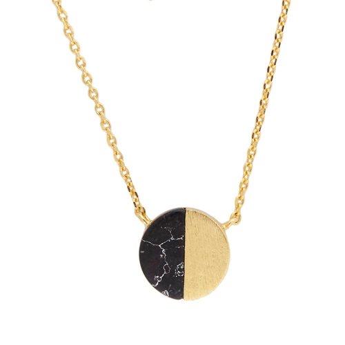 Galaxy Goldplated Ketting Moon C Black Howlite 