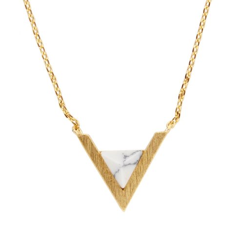 Galaxy Goldplated Ketting Triangle A White Howlite 