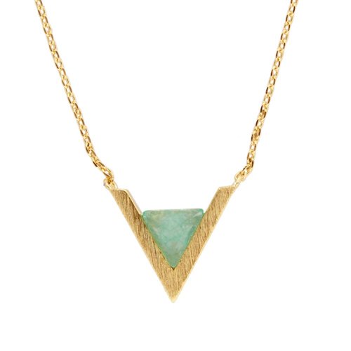Galaxy Goldplated Ketting Triangle A Green Chrysoprase 