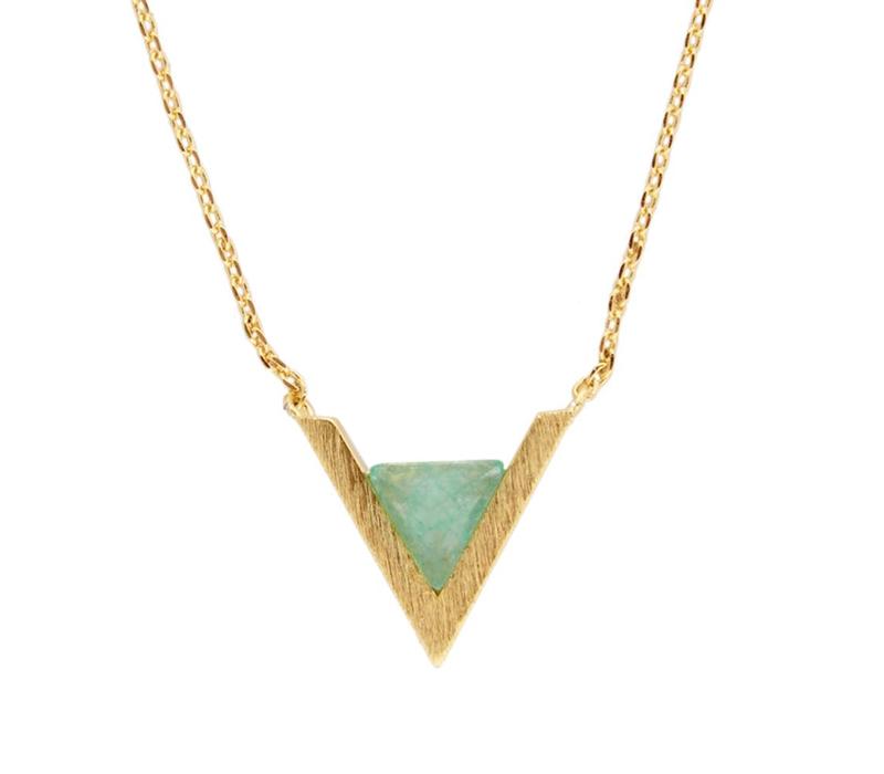 Galaxy Goldplated Necklace Triangle A Green Chrysoprase