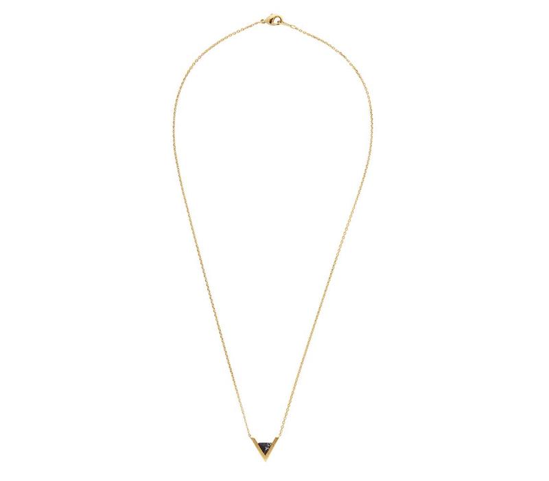 Galaxy Goldplated Ketting Triangle A Black Howlite